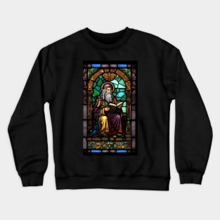 Stained Glass Style Wizzard Reading A Book Crewneck Sweatshirt